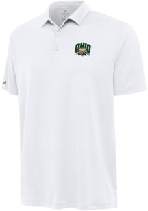 Antigua Ohio Bobcats Mens White Reprocess Recycled Short Sleeve Polo