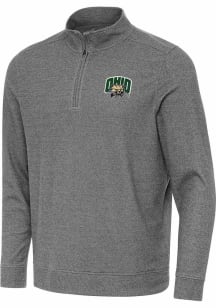 Antigua Ohio Bobcats Mens Black Subtle Long Sleeve Qtr Zip Pullover
