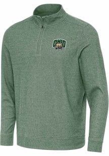 Antigua Ohio Bobcats Mens Green Subtle Long Sleeve Qtr Zip Pullover