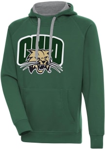 Antigua Ohio Bobcats Mens Green Full Front Victory Long Sleeve Hoodie