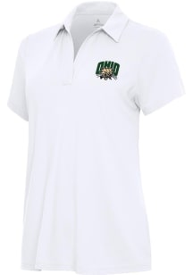 Antigua Ohio Bobcats Womens White Era Short Sleeve Polo Shirt