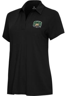 Antigua Ohio Bobcats Womens Black Era Short Sleeve Polo Shirt