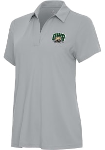 Antigua Ohio Bobcats Womens Grey Era Short Sleeve Polo Shirt