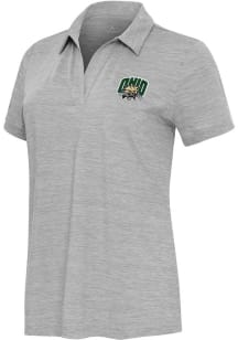 Antigua Ohio Bobcats Womens Grey Layout Short Sleeve Polo Shirt
