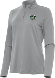 Antigua Ohio Bobcats Womens Grey Reprocess Recycled Qtr Zip