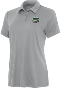 Antigua Ohio Bobcats Womens Grey Reprocess Recycled Short Sleeve Polo Shirt