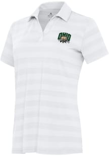 Antigua Ohio Bobcats Womens White Tunnel Short Sleeve Polo Shirt