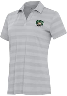 Antigua Ohio Bobcats Womens Grey Tunnel Short Sleeve Polo Shirt