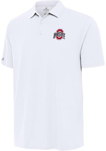 Antigua Ohio State Buckeyes Mens White Era Short Sleeve Polo
