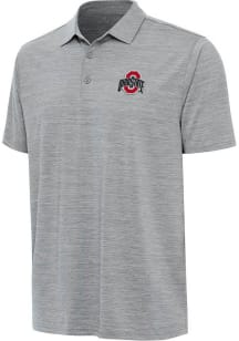 Antigua Ohio State Buckeyes Mens Grey Layout Short Sleeve Polo