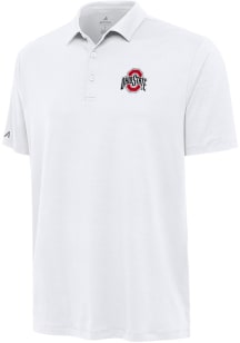Antigua Ohio State Buckeyes Mens White Reprocess Recycled Short Sleeve Polo