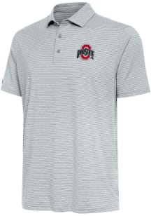 Antigua Ohio State Buckeyes Mens Grey Scheme Short Sleeve Polo