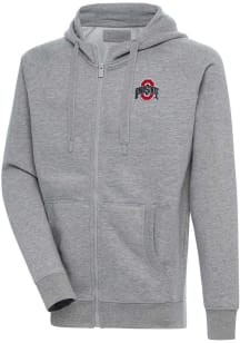 Antigua Ohio State Buckeyes Mens Grey Victory Long Sleeve Full Zip Jacket