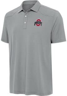 Antigua Ohio State Buckeyes Mens Grey Western Short Sleeve Polo