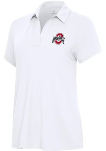 Antigua Ohio State Buckeyes Womens White Era Short Sleeve Polo Shirt