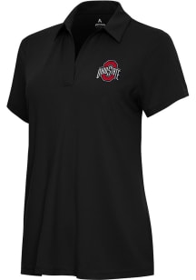Antigua Ohio State Buckeyes Womens Black Era Short Sleeve Polo Shirt