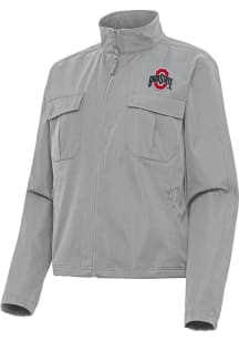 Antigua Ohio State Buckeyes Womens Grey Even Par Light Weight Jacket