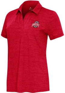Antigua Ohio State Buckeyes Womens Red Layout Short Sleeve Polo Shirt