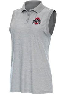 Antigua Ohio State Buckeyes Womens Grey Recap Polo Shirt