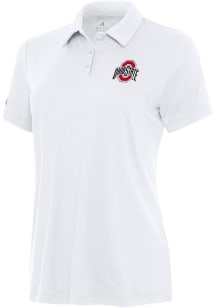 Antigua Ohio State Buckeyes Womens White Reprocess Recycled Short Sleeve Polo Shirt