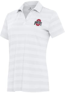 Antigua Ohio State Buckeyes Womens White Tunnel Short Sleeve Polo Shirt