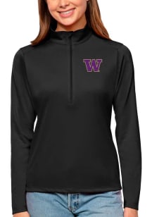 Antigua Washington Huskies Womens Black Tribute Qtr Zip Pullover