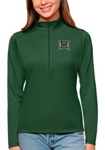 Antigua Hawaii Warriors Womens Green Tribute Qtr Zip Pullover