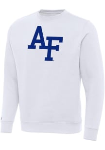 Antigua Air Force Falcons Mens White Full Front Victory Long Sleeve Crew Sweatshirt