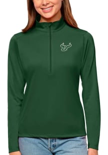 Antigua South Florida Bulls Womens Green Tribute Qtr Zip Pullover