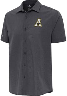 Antigua Appalachian State Mountaineers Mens Black Activate Short Sleeve Dress Shirt