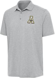 Antigua Appalachian State Mountaineers Mens Grey Par 3 Short Sleeve Polo