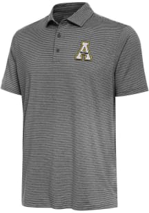 Antigua Appalachian State Mountaineers Mens Black Scheme Short Sleeve Polo