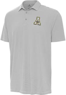 Antigua Appalachian State Mountaineers Mens Grey Twine Short Sleeve Polo
