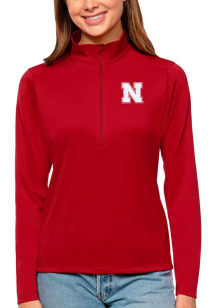 Antigua Nebraska Cornhuskers Womens Red Tribute Design Qtr Zip Pullover