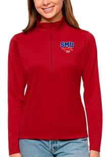 Antigua SMU Mustangs Womens Red Tribute Qtr Zip Pullover