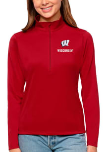 Antigua Wisconsin Badgers Womens Red Tribute Qtr Zip Pullover