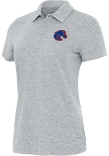 Antigua Boise State Broncos Womens Grey Matter Short Sleeve Polo Shirt