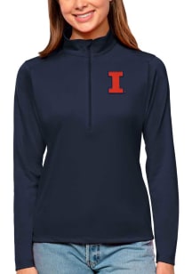 Antigua Illinois Fighting Illini Womens Navy Blue Tribute Qtr Zip Pullover
