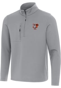 Antigua Bowling Green Falcons Mens Grey Insider Long Sleeve Qtr Zip Pullover