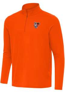 Antigua Bowling Green Falcons Mens Orange Intent Long Sleeve Qtr Zip Pullover