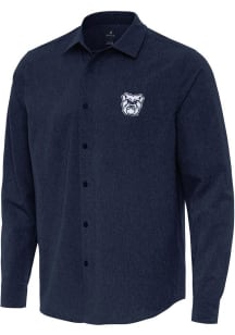 Antigua Butler Bulldogs Mens Navy Blue Exposure Long Sleeve Dress Shirt