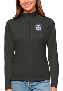 Antigua Butler Bulldogs Womens Charcoal Tribute Qtr Zip Pullover