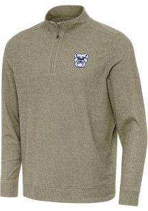 Antigua Butler Bulldogs Mens Olive Subtle Long Sleeve Qtr Zip Pullover