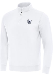 Antigua Butler Bulldogs Mens White Victory Long Sleeve Qtr Zip Pullover