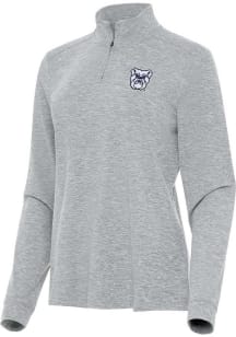 Antigua Butler Bulldogs Womens Grey Heather Mentor Qtr Zip Pullover
