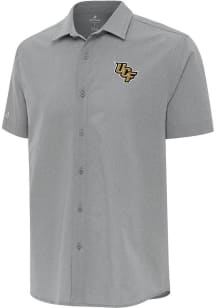 Antigua UCF Knights Mens Grey Activate Short Sleeve Dress Shirt