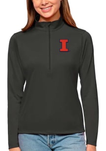 Antigua Illinois Fighting Illini Womens Grey Tribute Qtr Zip Pullover