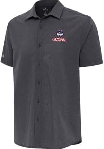 Antigua UConn Huskies Mens Black Activate Short Sleeve Dress Shirt