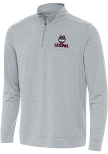 Antigua UConn Huskies Mens Grey Bright Long Sleeve Qtr Zip Pullover