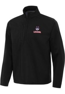 Antigua UConn Huskies Mens Black Brisk Long Sleeve Qtr Zip Pullover